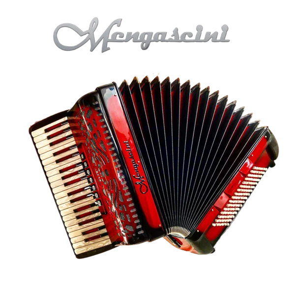 Accordéon chromatique Mengascini Aurore IV à touche piano couleur rouge obscur