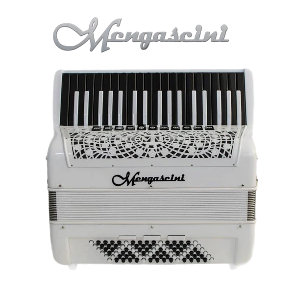 Accordéon chromatique Mengascini Preferita 37 à touche piano couleur blanc