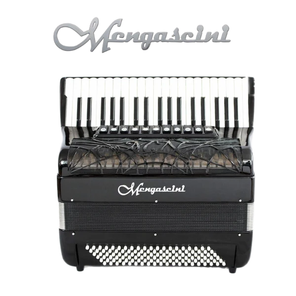 Accordéon chromatique Mengascini 37 P4 converter à touche piano couleur noir de face