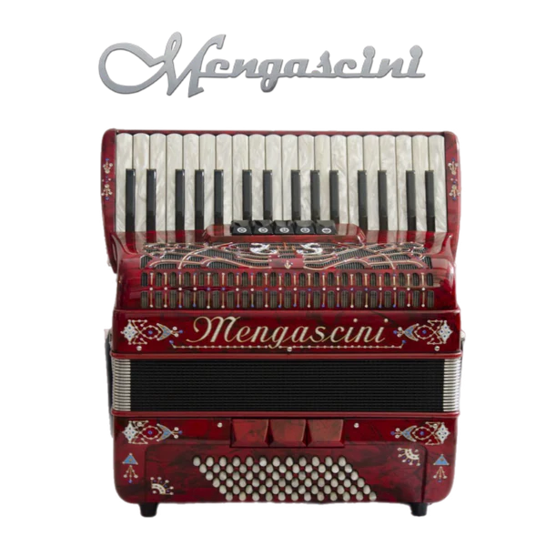 Accordéon chromatique Mengascini Aurora III à touche piano couleur rouge