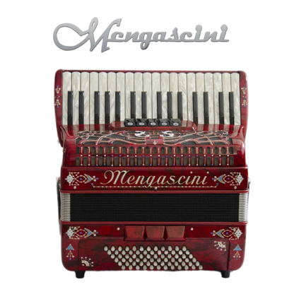 Accordéon chromatique Mengascini Aurora III à touche piano couleur rouge