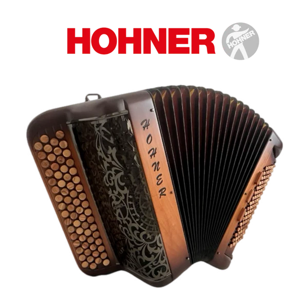 Accordéon chromatique hohner fun musette 96 à touche bouton couleur bois