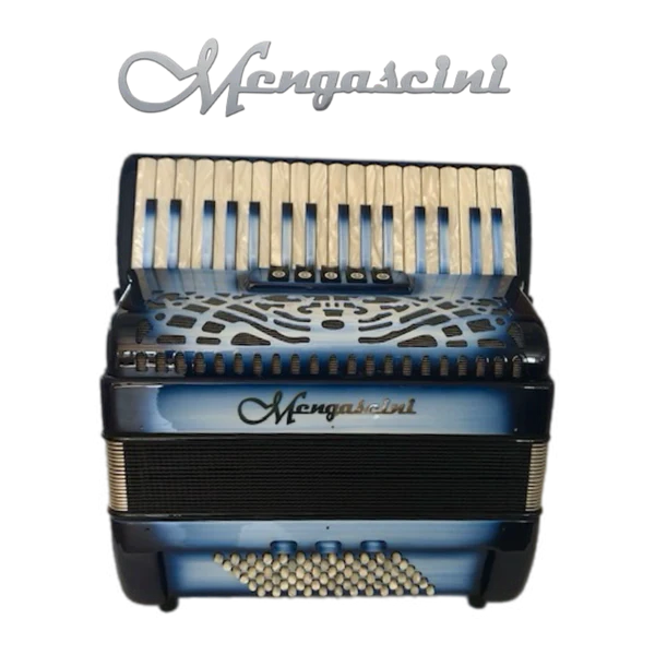 Accordéon chromatique Mengascini Aurora 3 à touche piano couleur bleu dégradé noir 