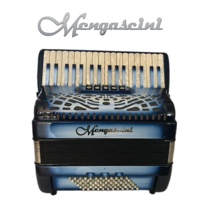 Accordéon chromatique Mengascini Aurora 3 à touche piano couleur bleu dégradé noir 