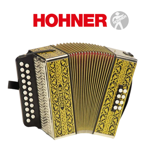 Accordéon diatonique Hohner 2915 à touche bouton couleur or et noir