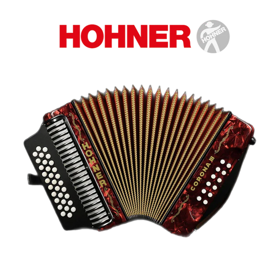 Accordéon diatonique Hohner corona 3 à touche bouton couleur rouge